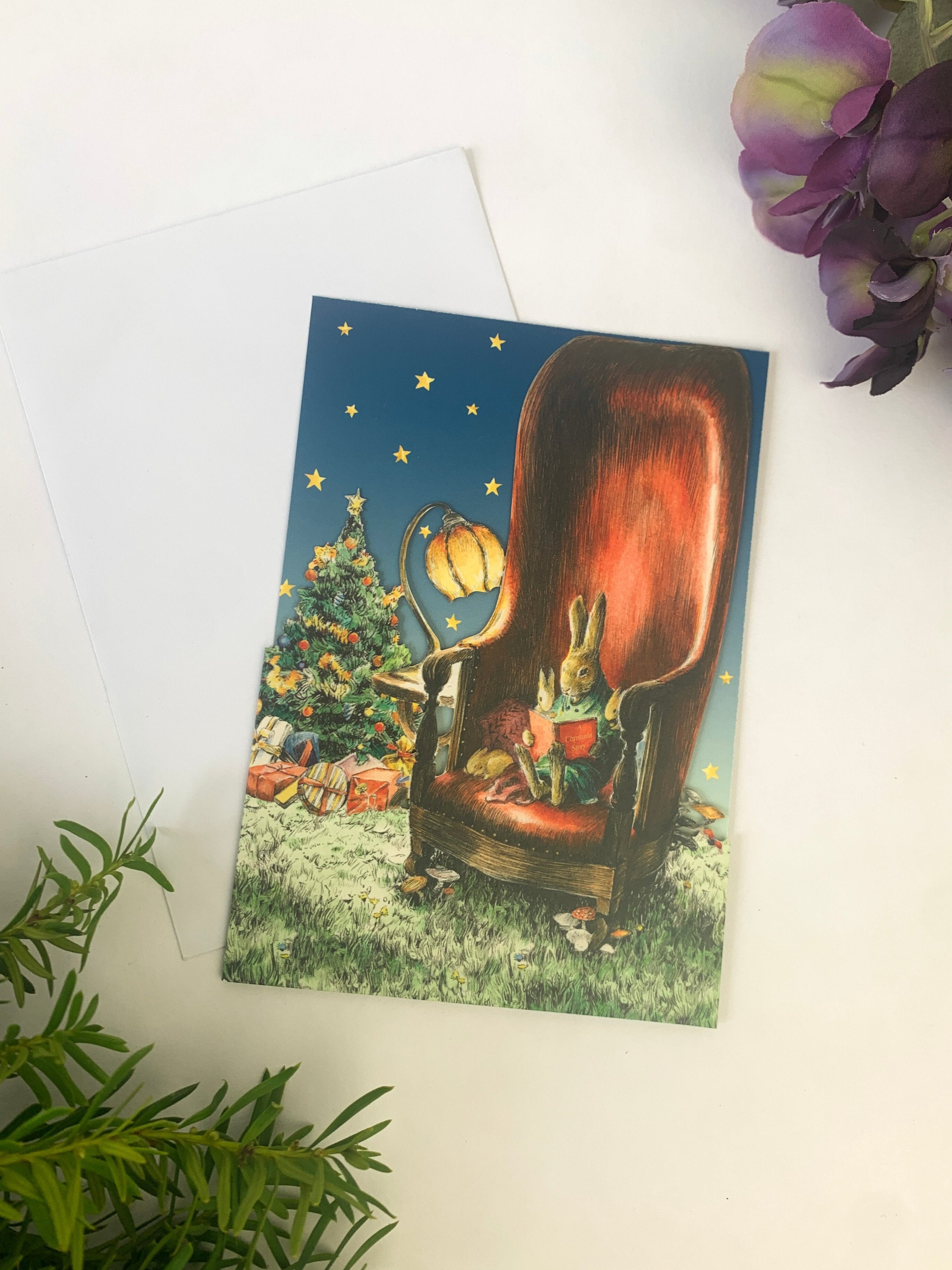 Rabbit Storytime Lasercut Christmas Card