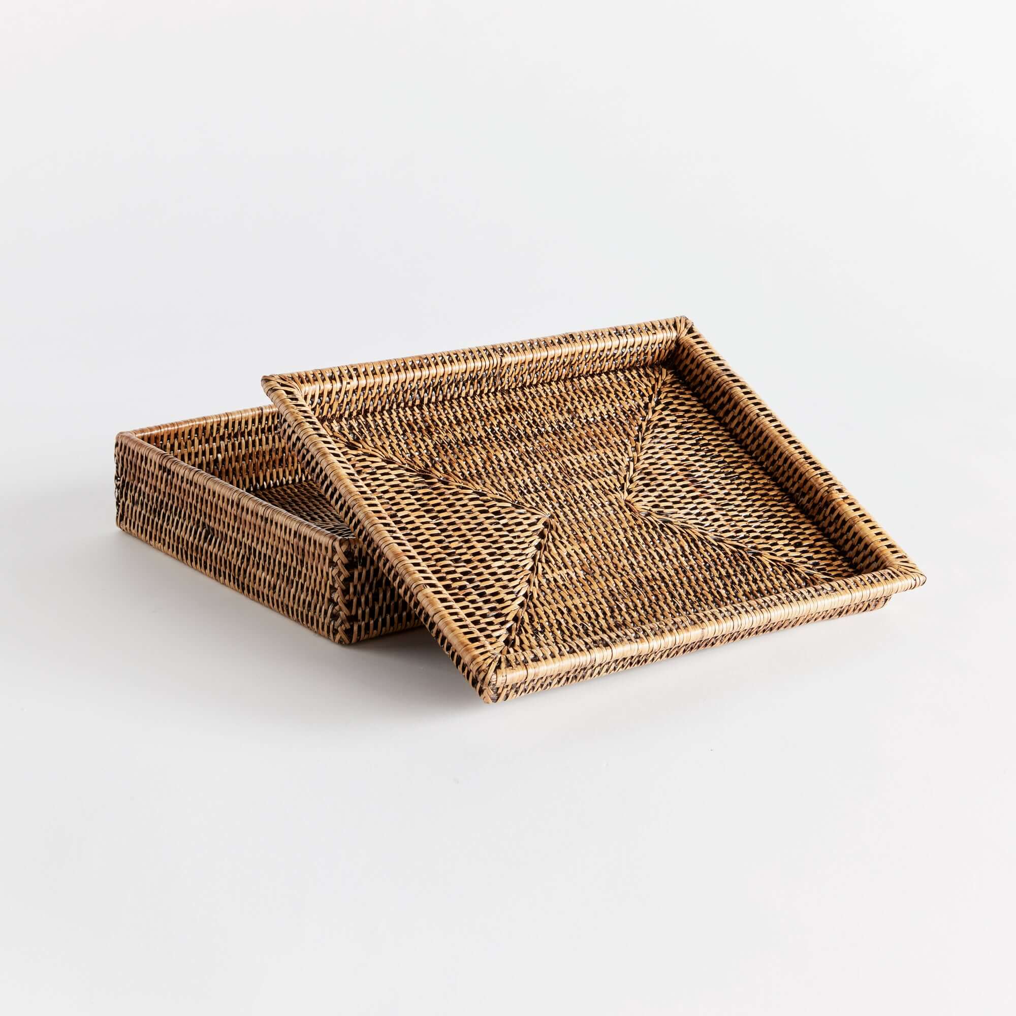 Rattan Lidded Letter Box for Home Office
