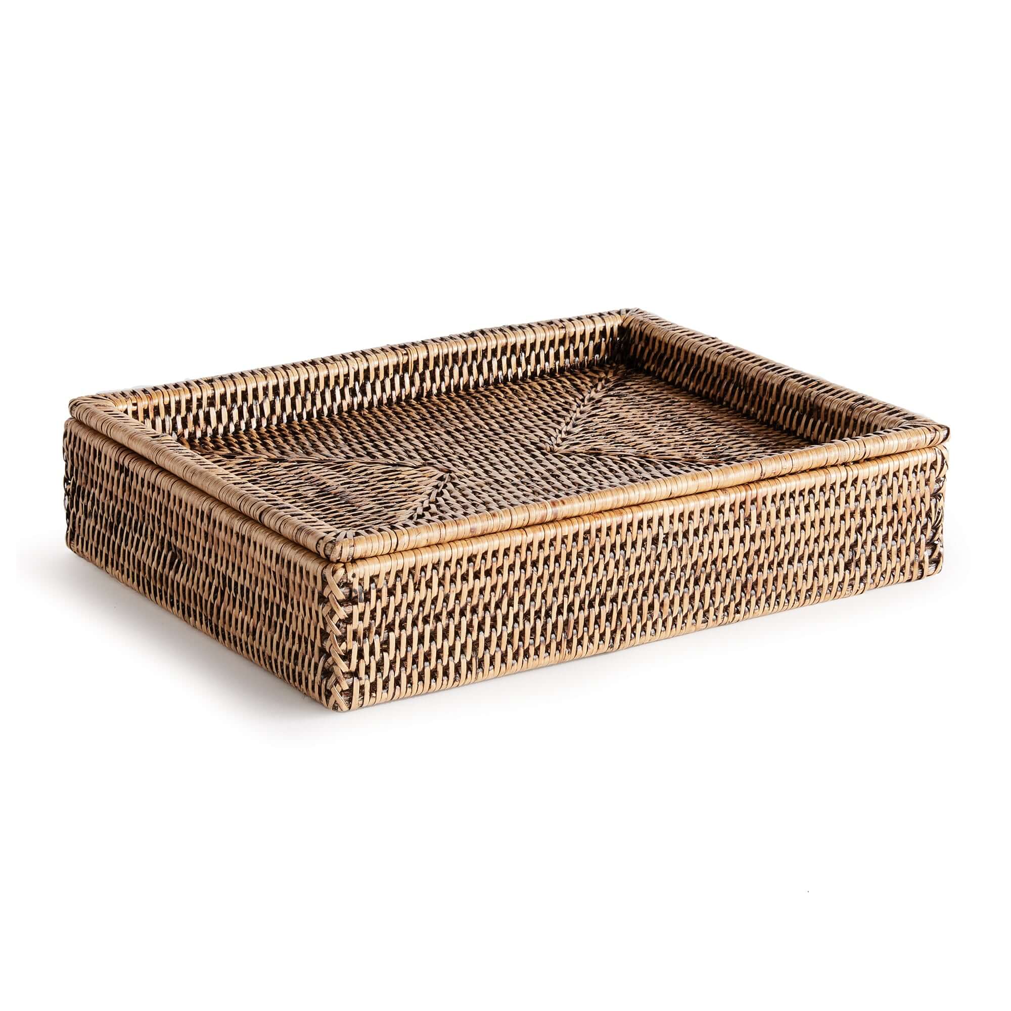 Rattan Lidded Letter Box for Home Office