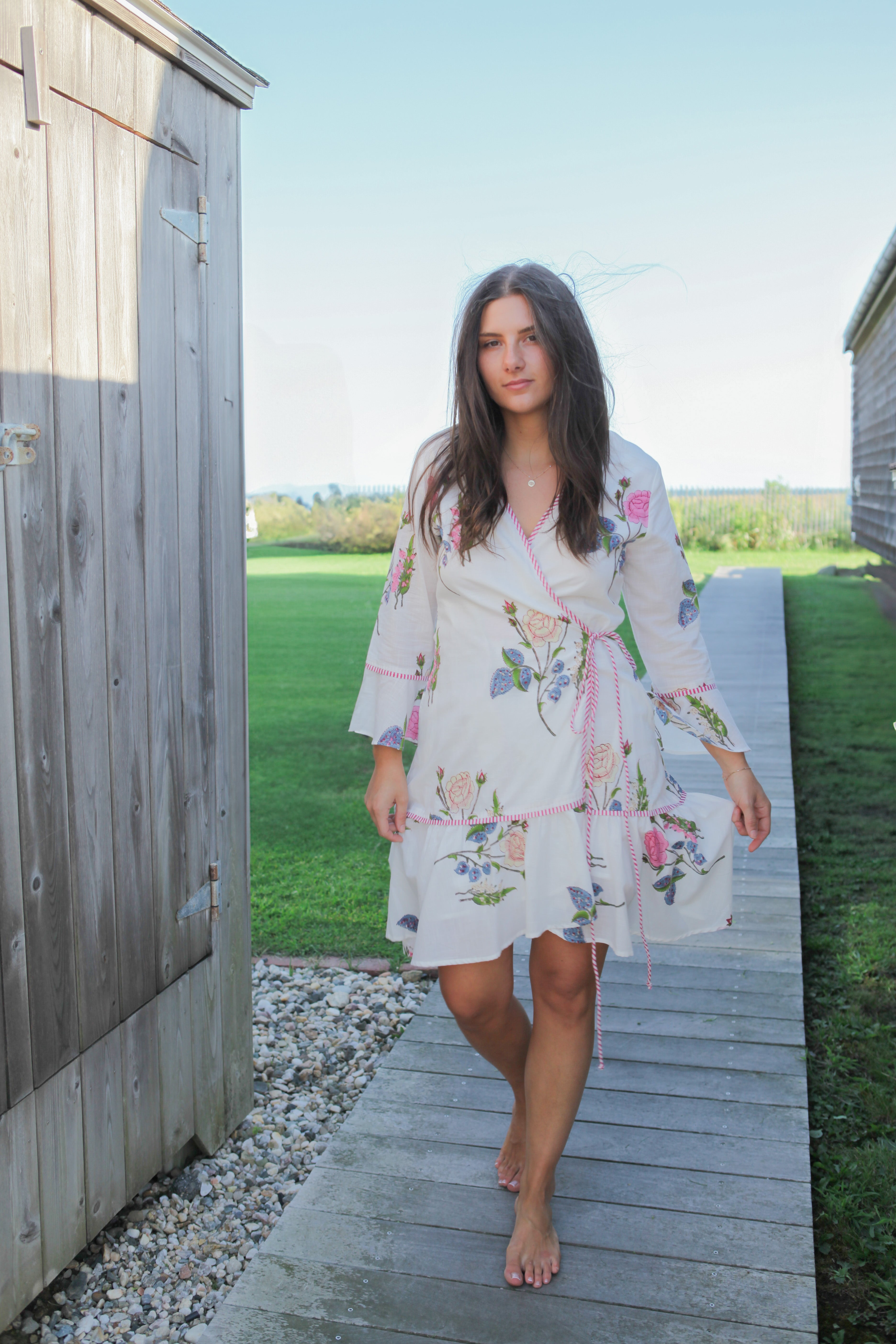 Rhode Mini Wrap Dress in Multi Rosette