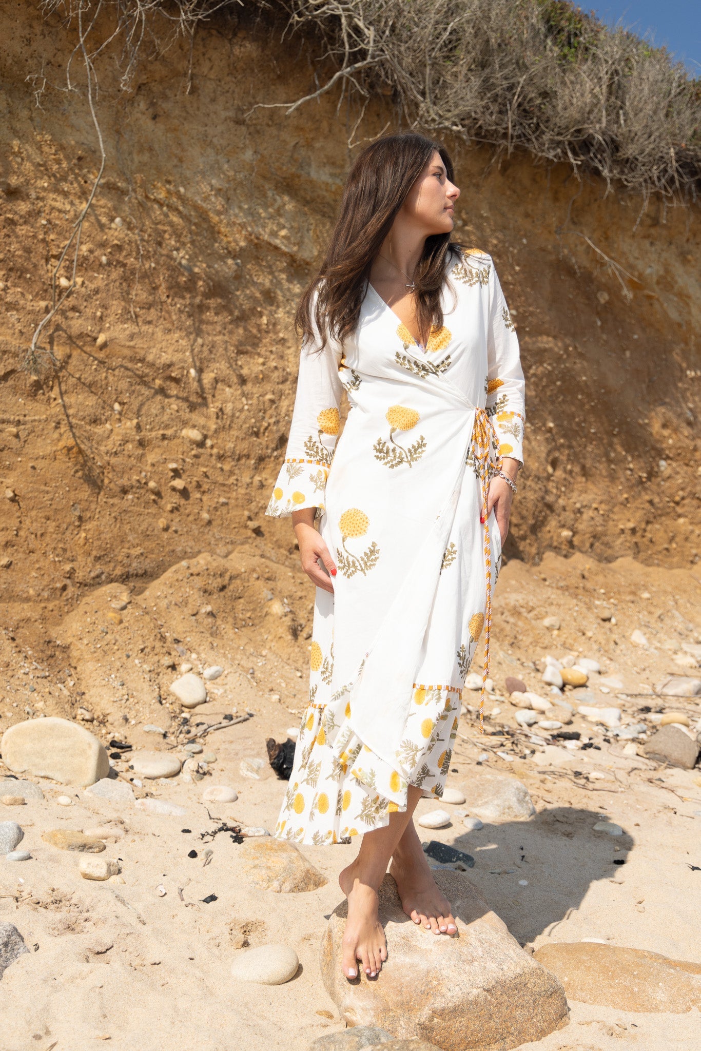 Rhode Wrap Dress in Marigold