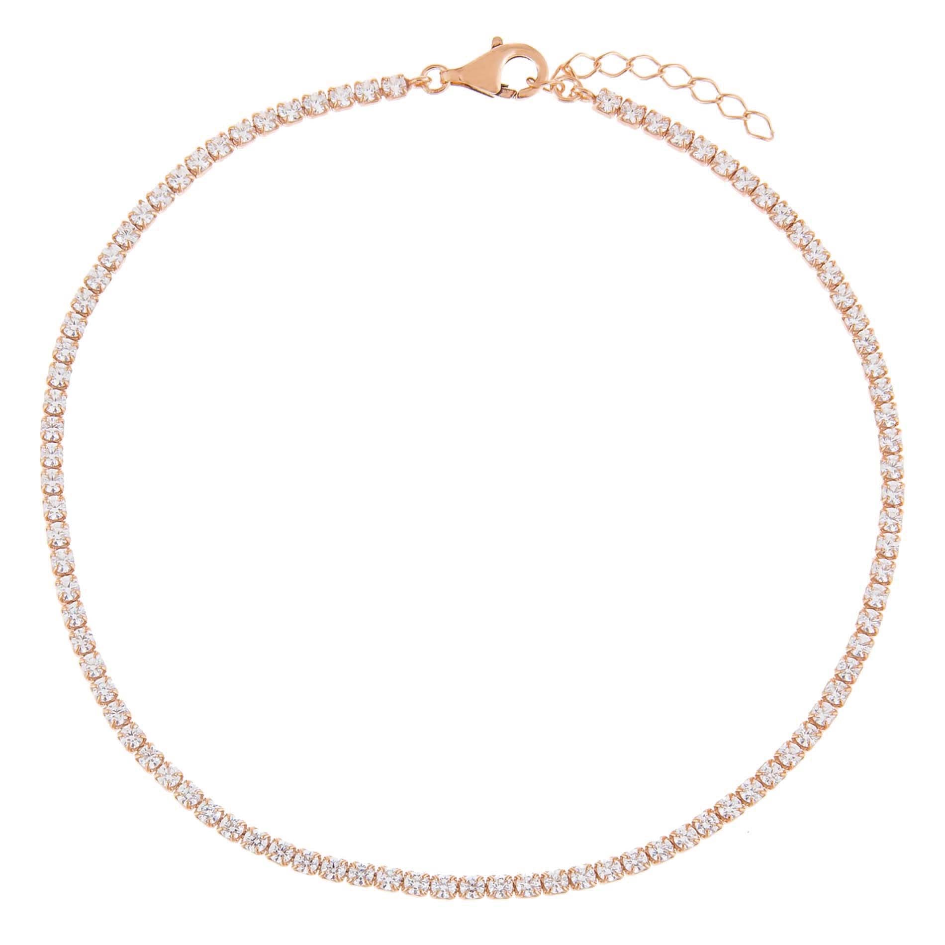 Rose Gold / 2 MM Thin Tennis Anklet - Adina's Jewels