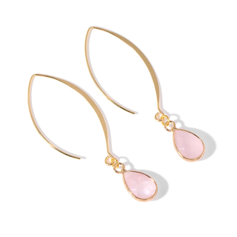 Crystal Faceted Teardrop Gold Earrings