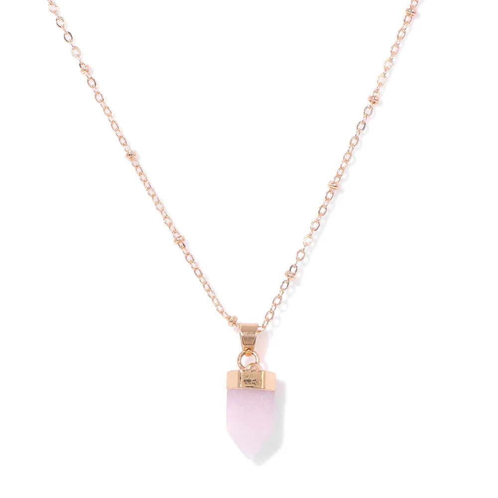 Crystal Point Gold Pendant Necklaces