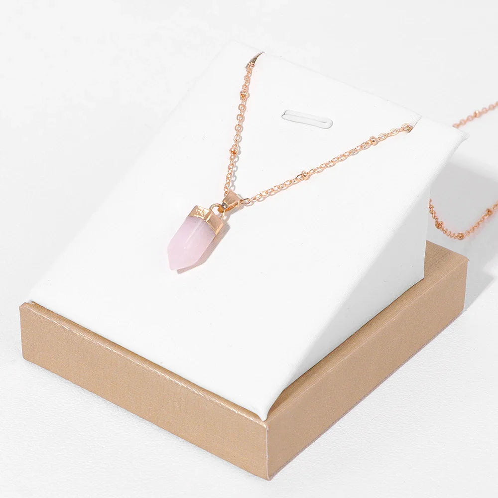 Crystal Point Gold Pendant Necklaces