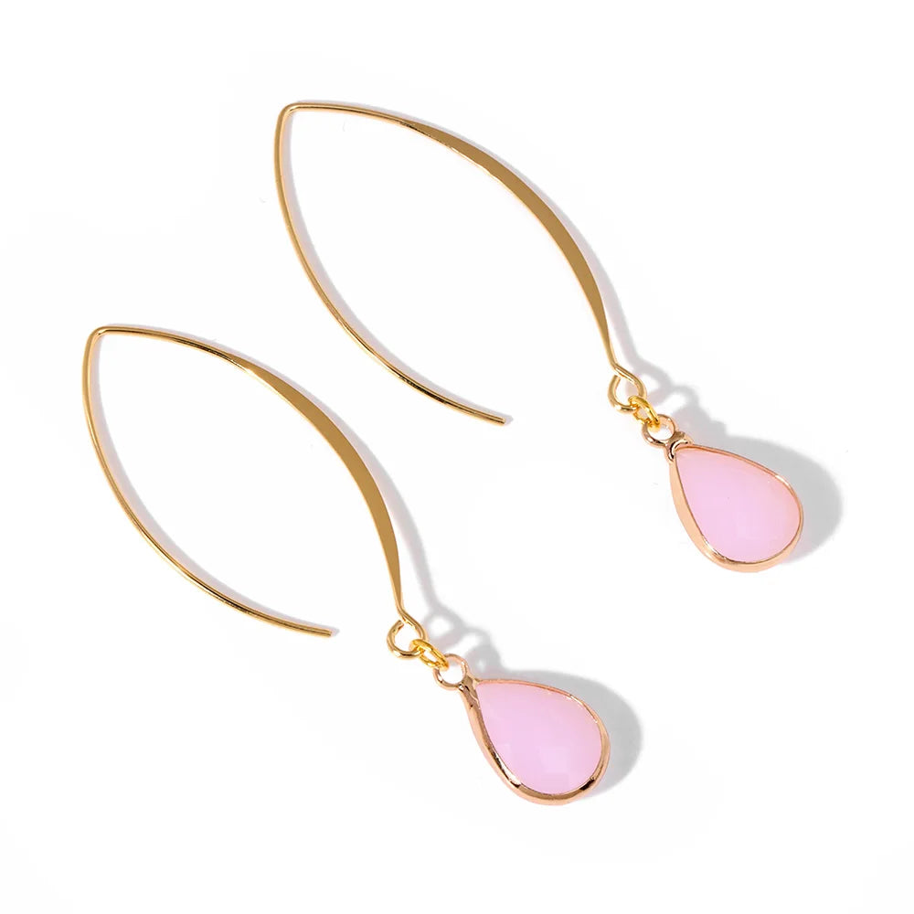 Crystal Faceted Teardrop Gold Earrings