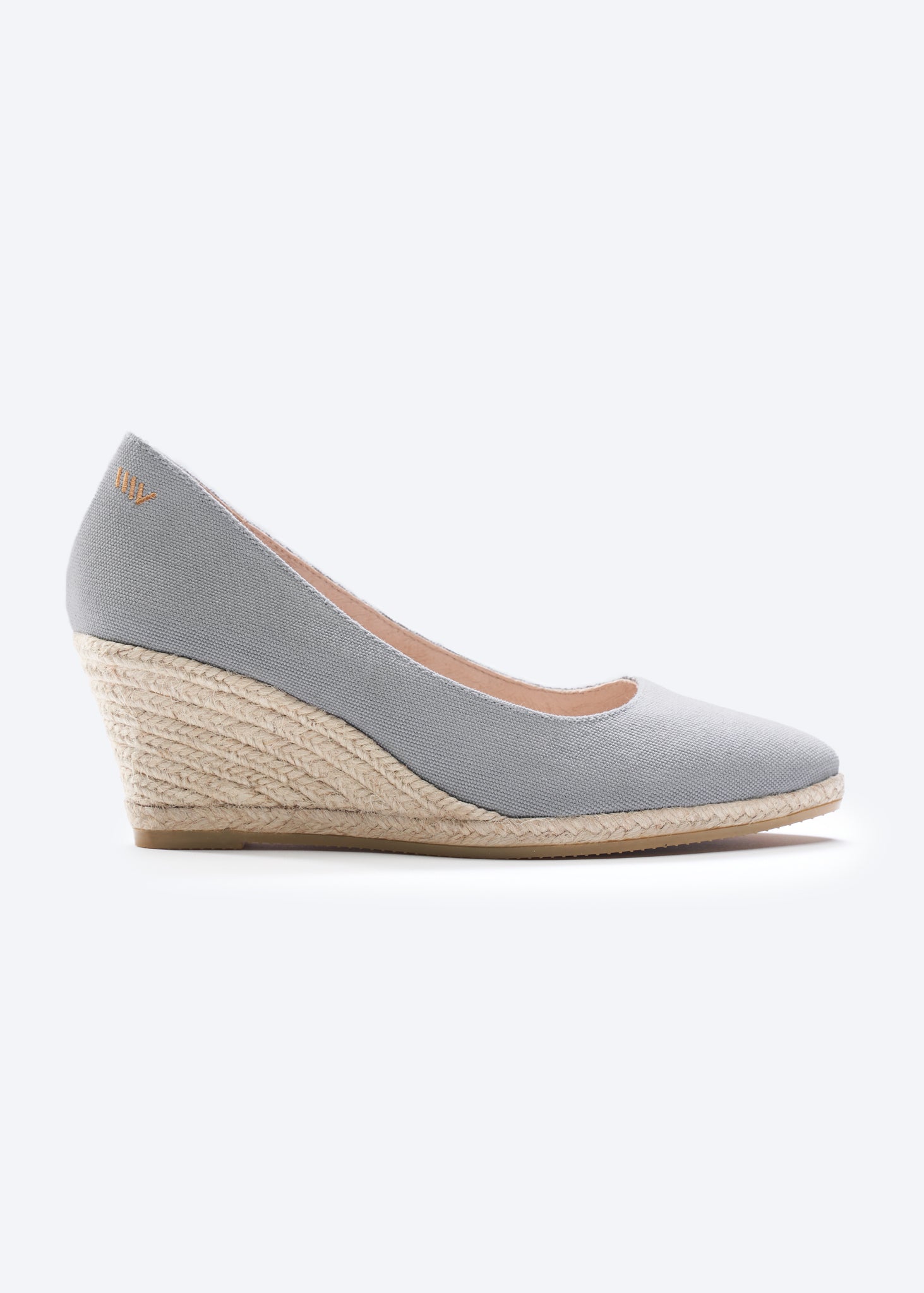 Roses U Cut Ash Grey Canvas Slip On Women Espadrille Wedge