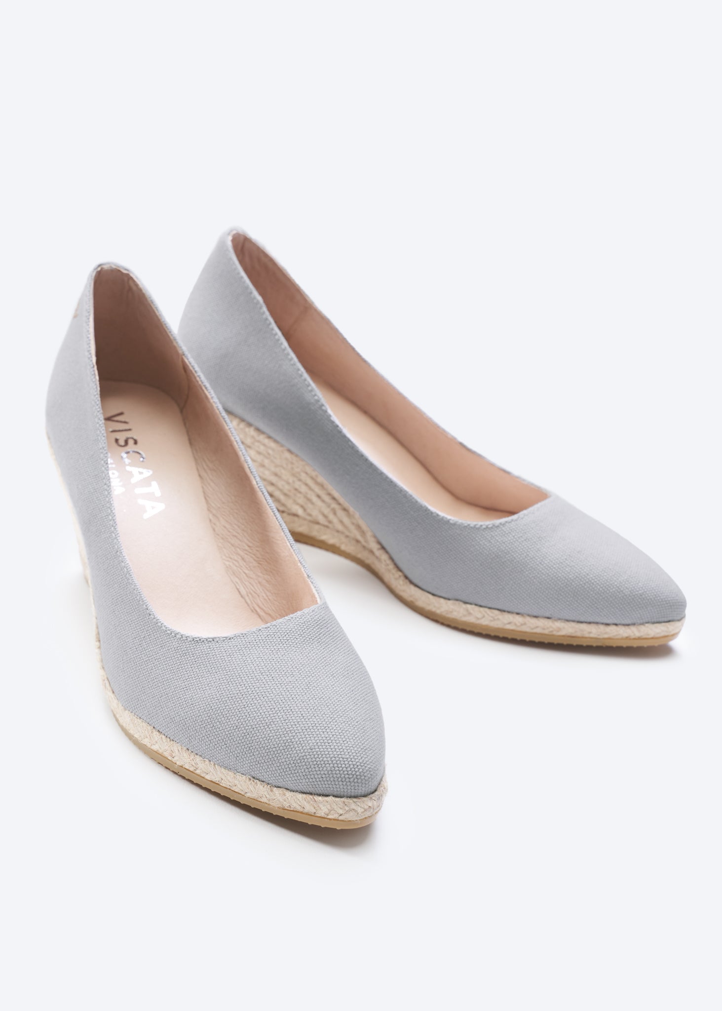 Roses U Cut Ash Grey Canvas Slip On Women Espadrille Wedges