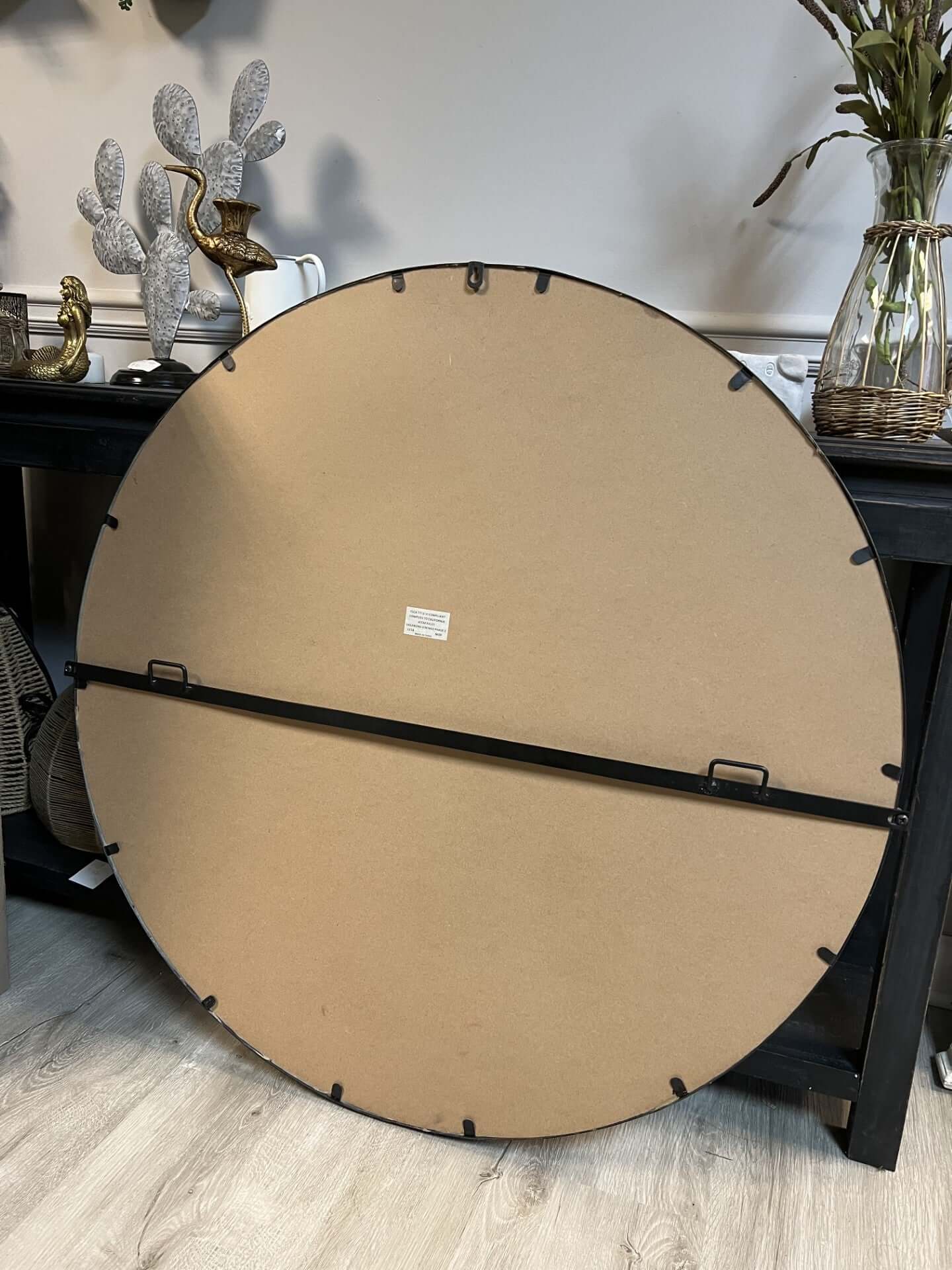 Round Industrial Grid Wall Mirror