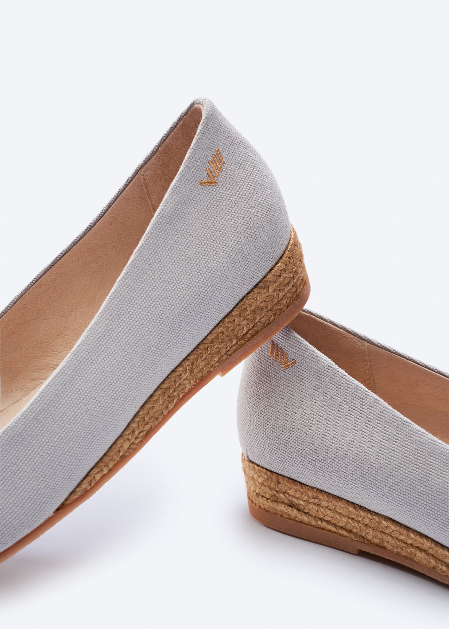 Rubina Ash Grey Canvas Slip On Women Espadrille Flats Back Details