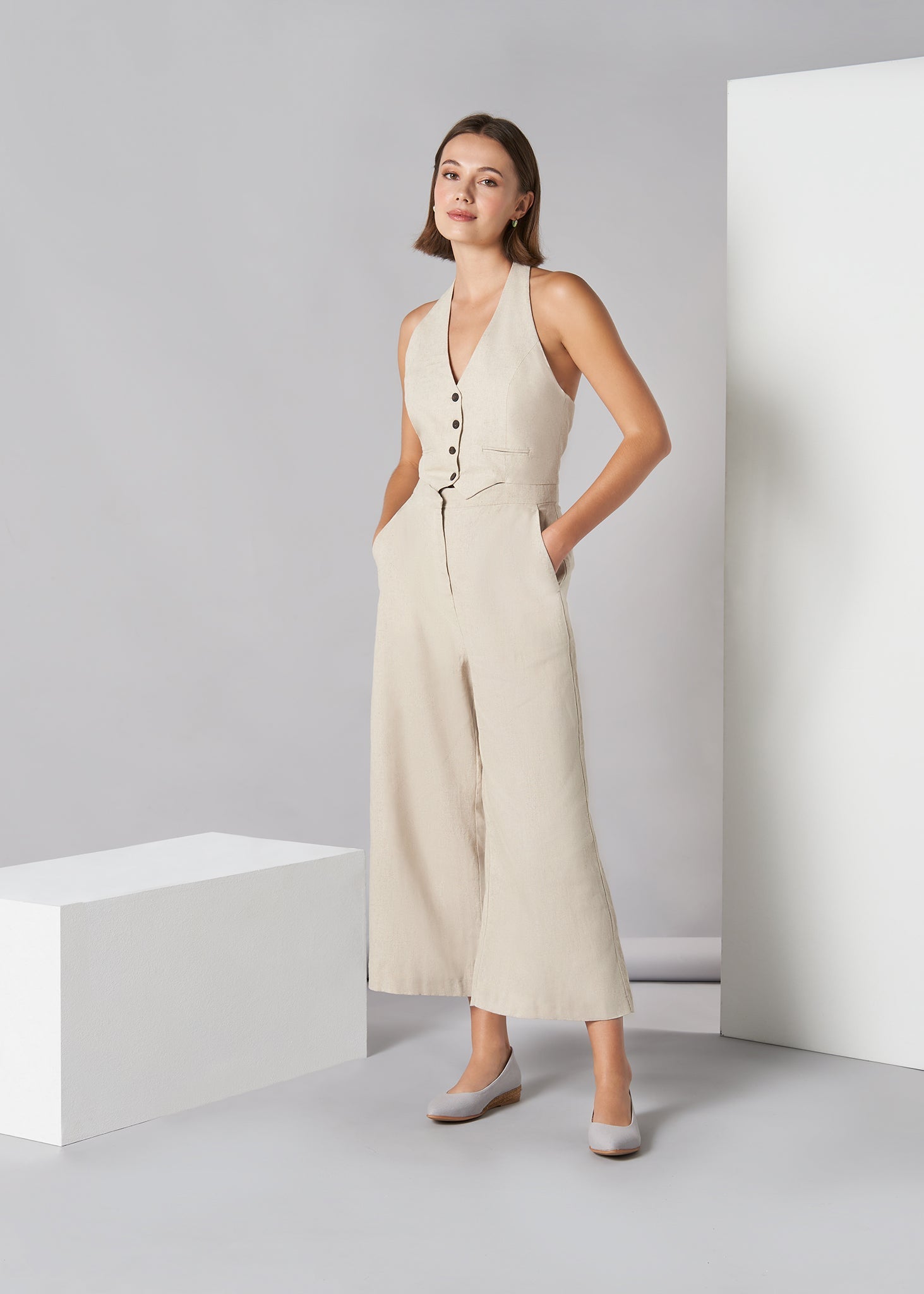 Rubina Ash Grey Canvas Slip On Women Espadrille Flats Outfit