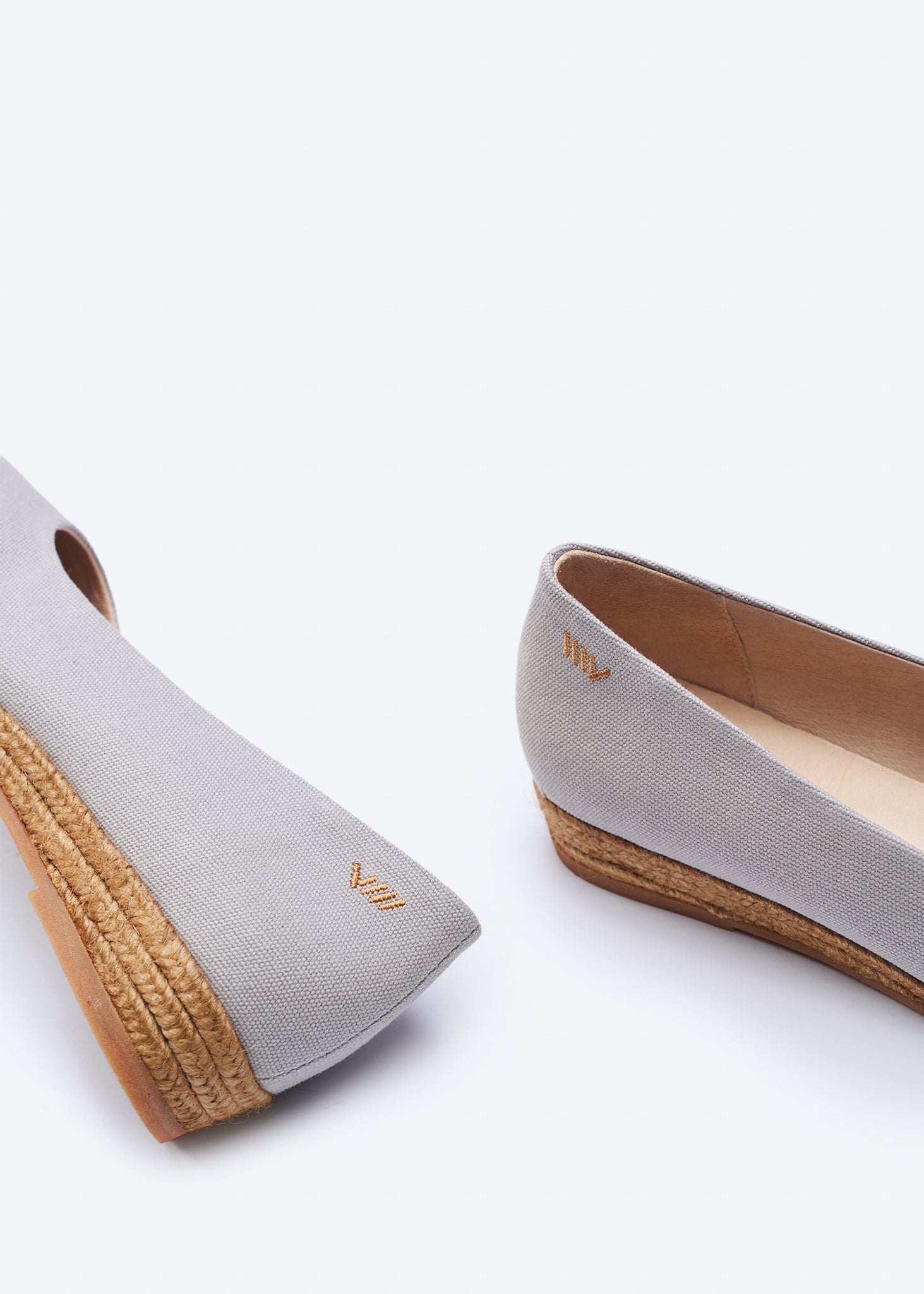 Rubina Ash Grey Canvas Slip On Women Espadrille Flat Wedges Details