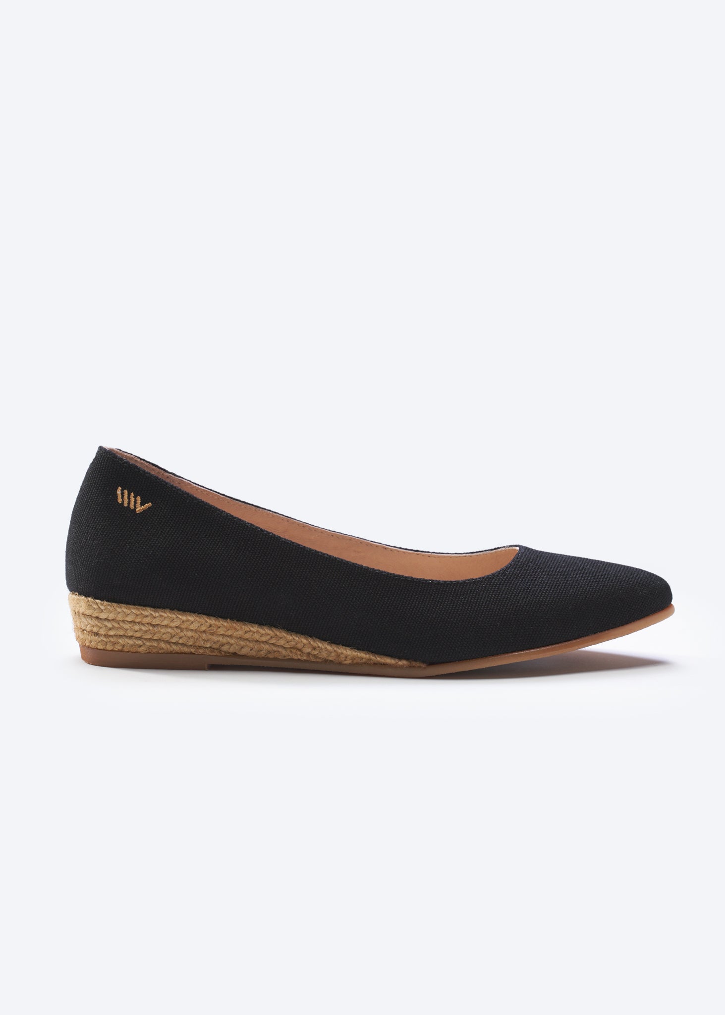 Rubina Black Canvas Slip On Women Espadrille Flat