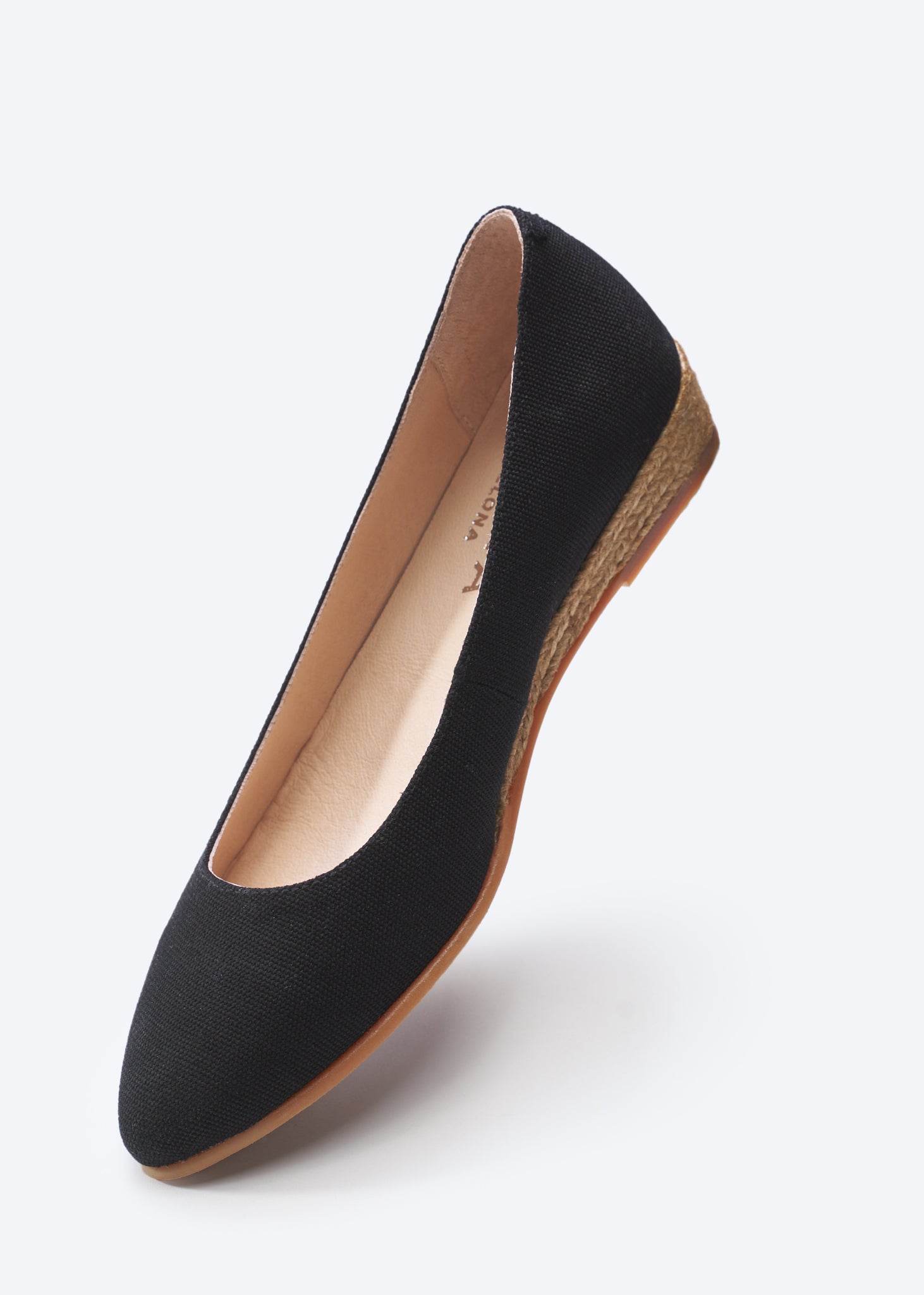 Rubina Black Canvas Slip On Women Espadrille Flat Wedge