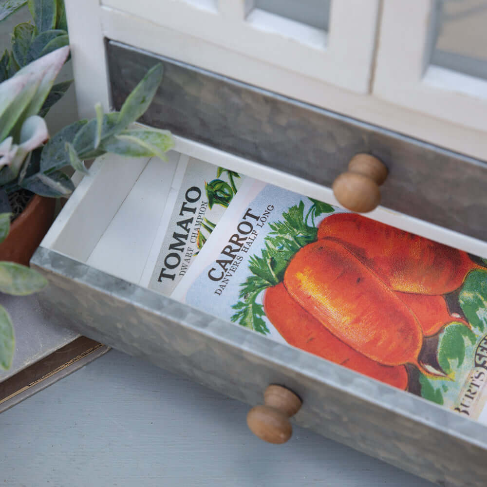 Rustic Farmhouse Greenhouse Lantern with Drawers