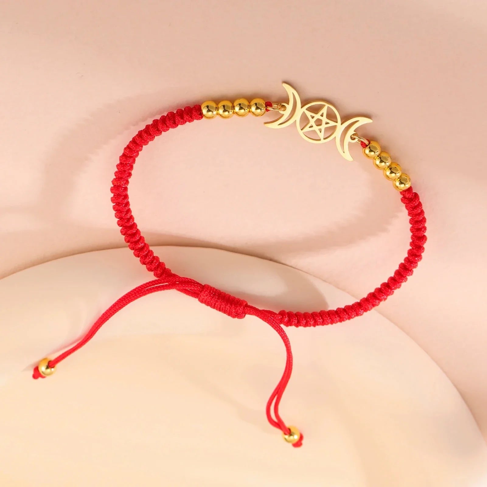 Triple Moon Pentacle Adjustable Bracelet