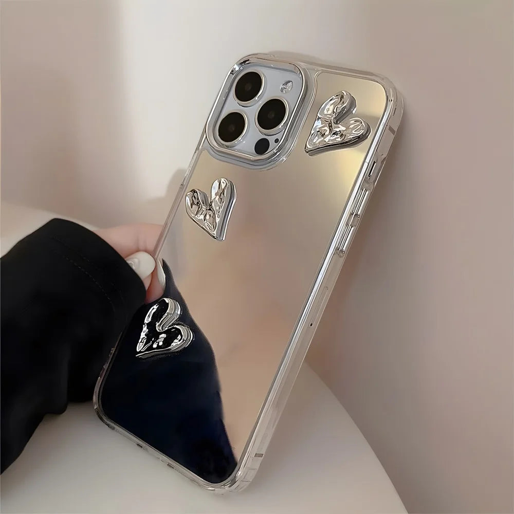 3D Love Heart Mirror Phone Case