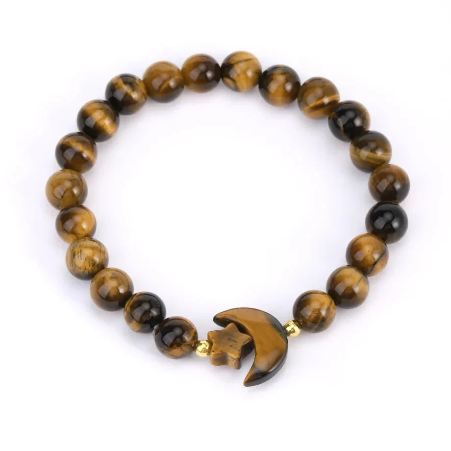 Crescent Moon Stone Bead Bracelets