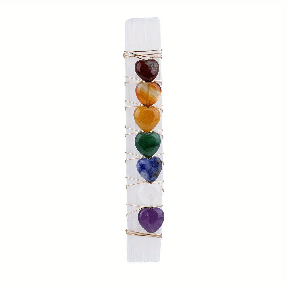 Chakra Heart Selenite Wand