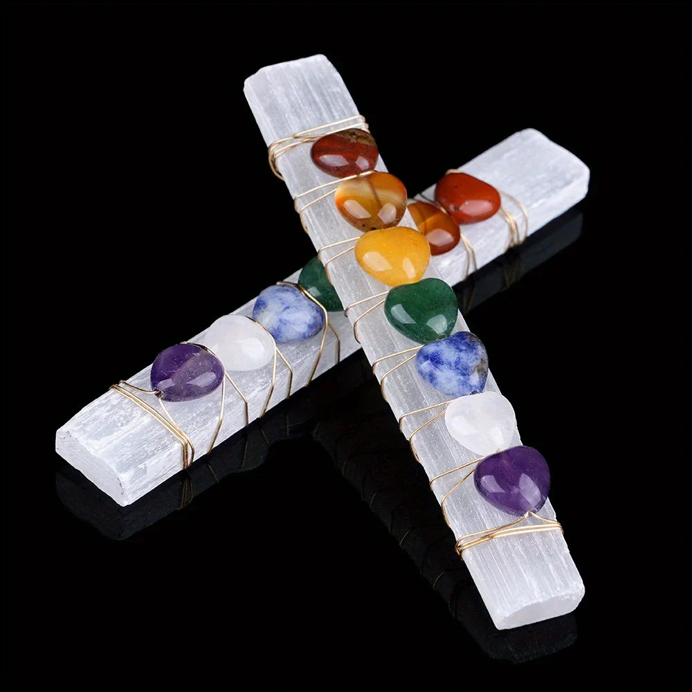 Chakra Heart Selenite Wand