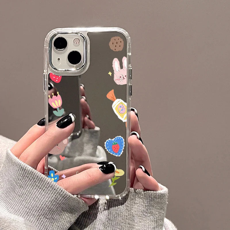 Cute Cherry Plating Make Up Mirror Phone Case