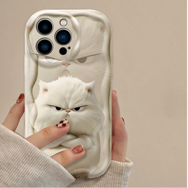 Orange Black White Cat Lovely Expression Phone Case For iPhone