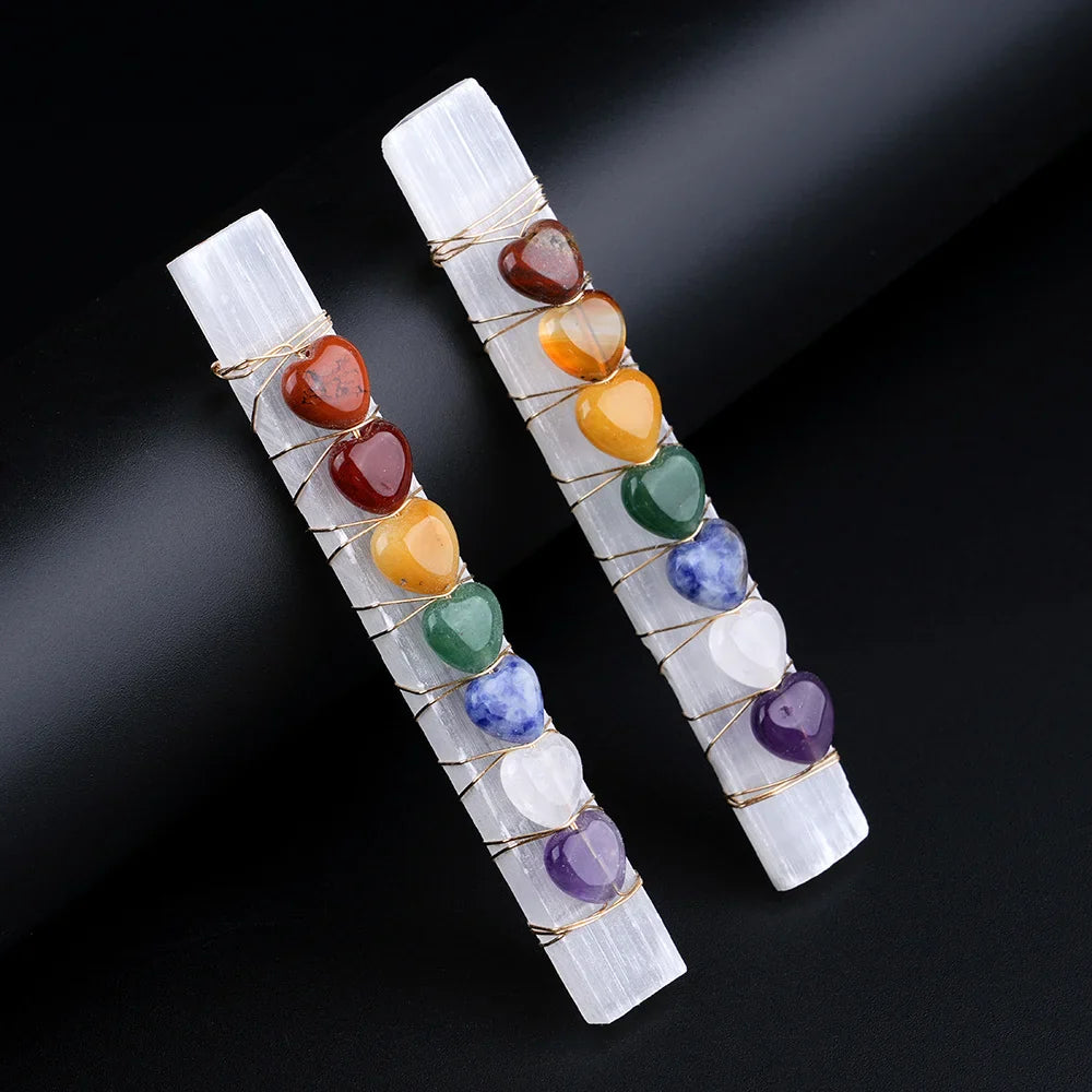 Chakra Heart Selenite Wand