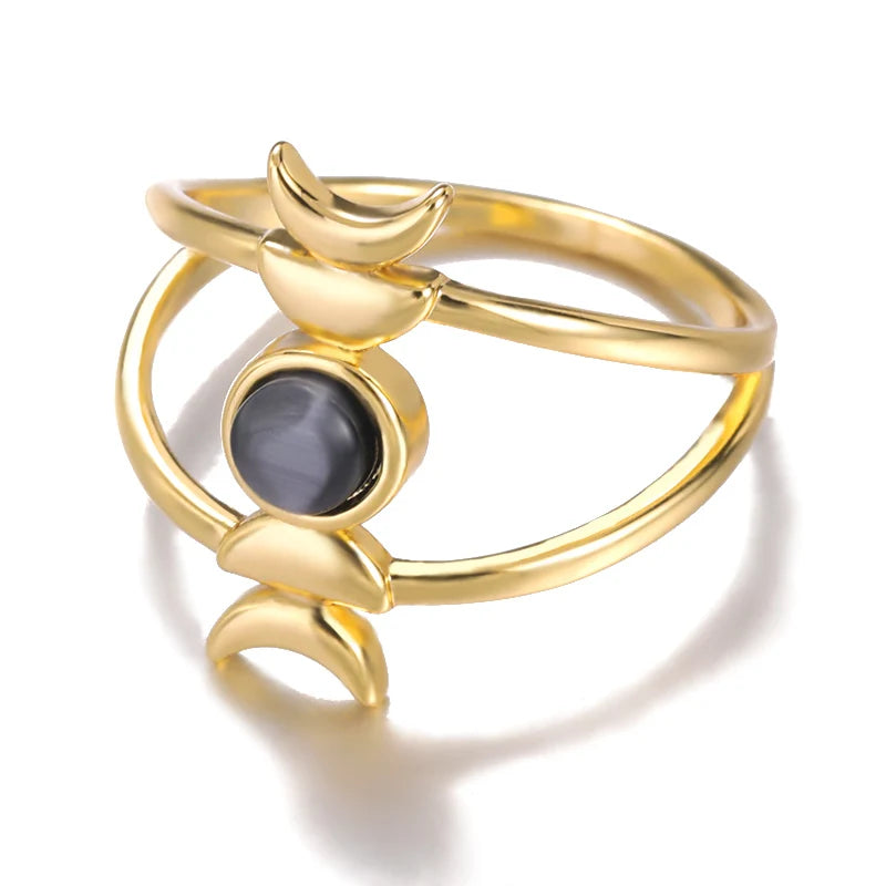 Sheen Obsidian Moon Phase Ring