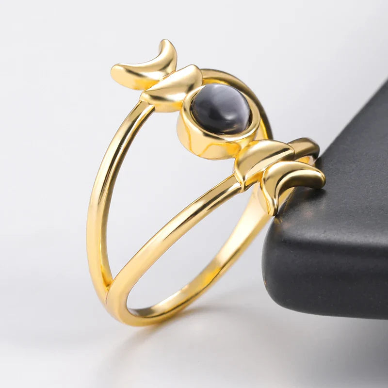 Sheen Obsidian Moon Phase Ring
