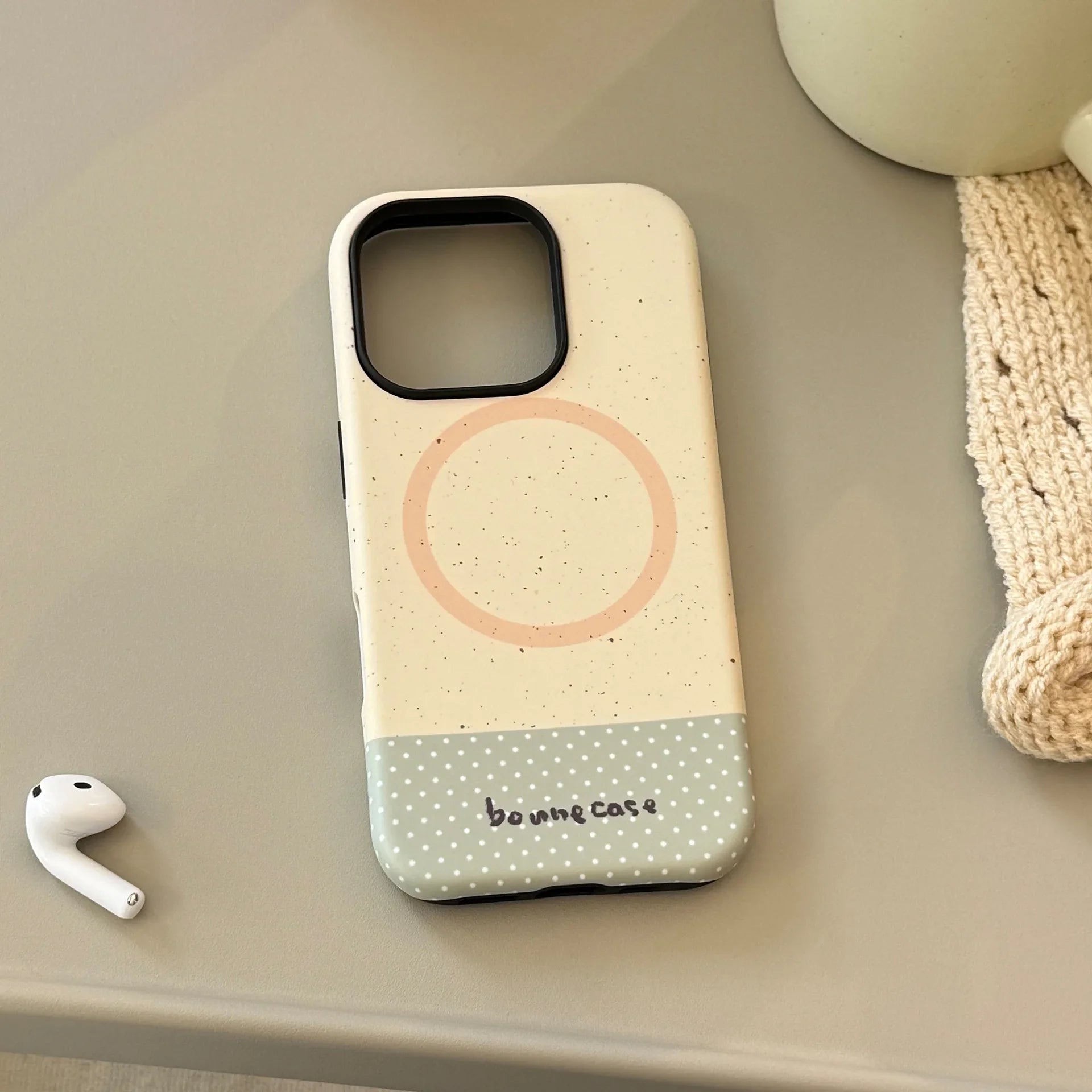 Korean Splash-ink Polka Dot Splicing Magnetic Phone Case For iPhone
