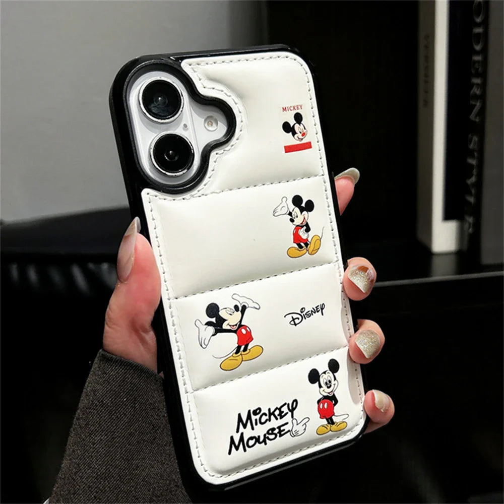 Luxury Down Jacket Bumper Silicone Cartoon Disney Mickey Phone Case