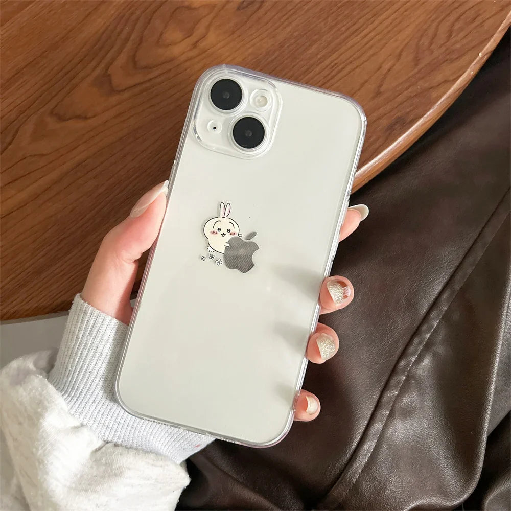 Sanrio usagi chiikawa Hug Apple Clear Phone Case For iPhone