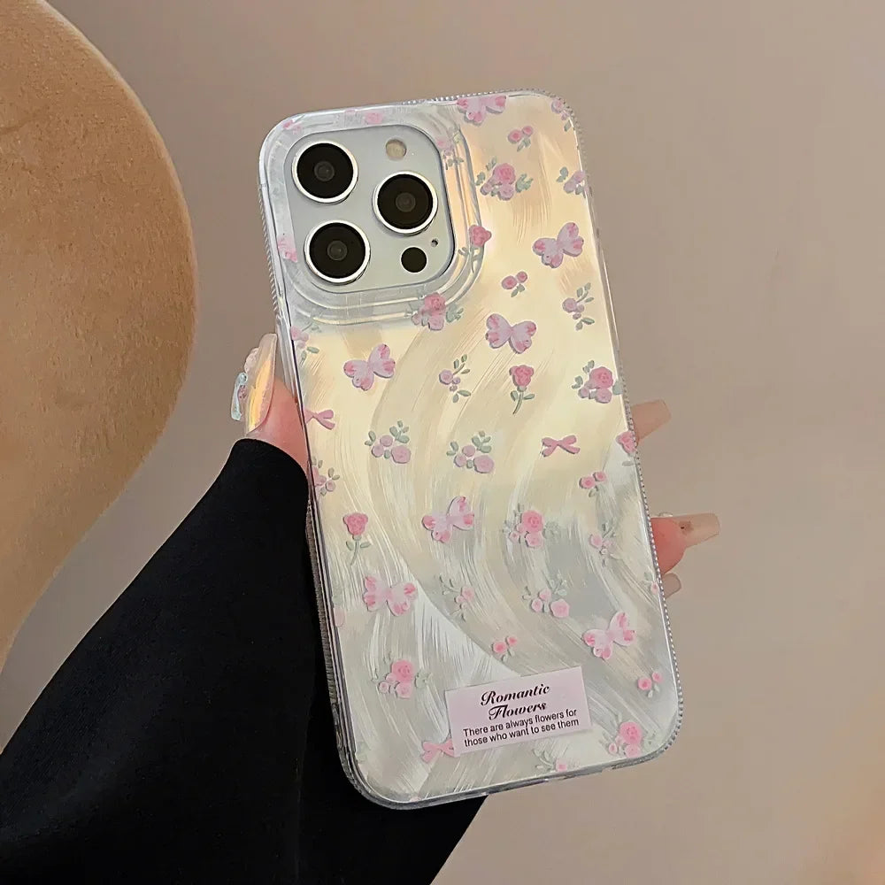 Luxury Laser Pink Rose Phone Case