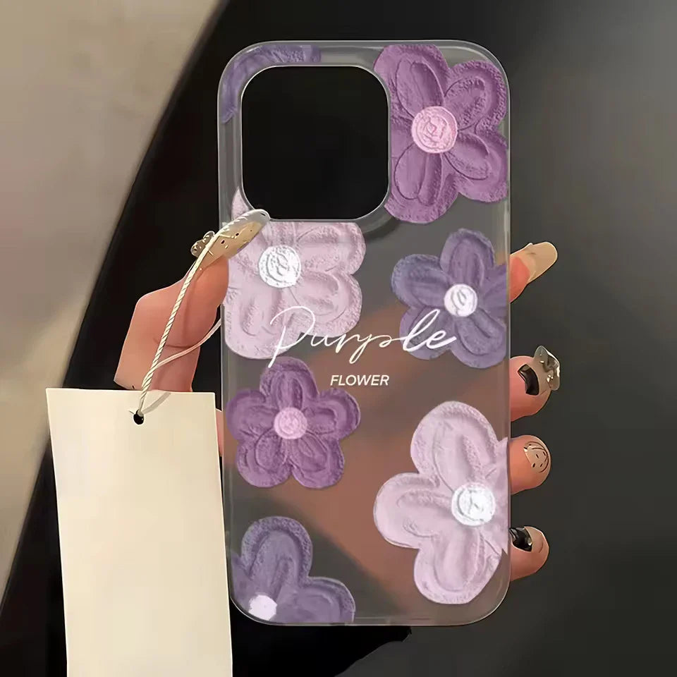 Oil Painting Flower Simple Phone Case For iPhone