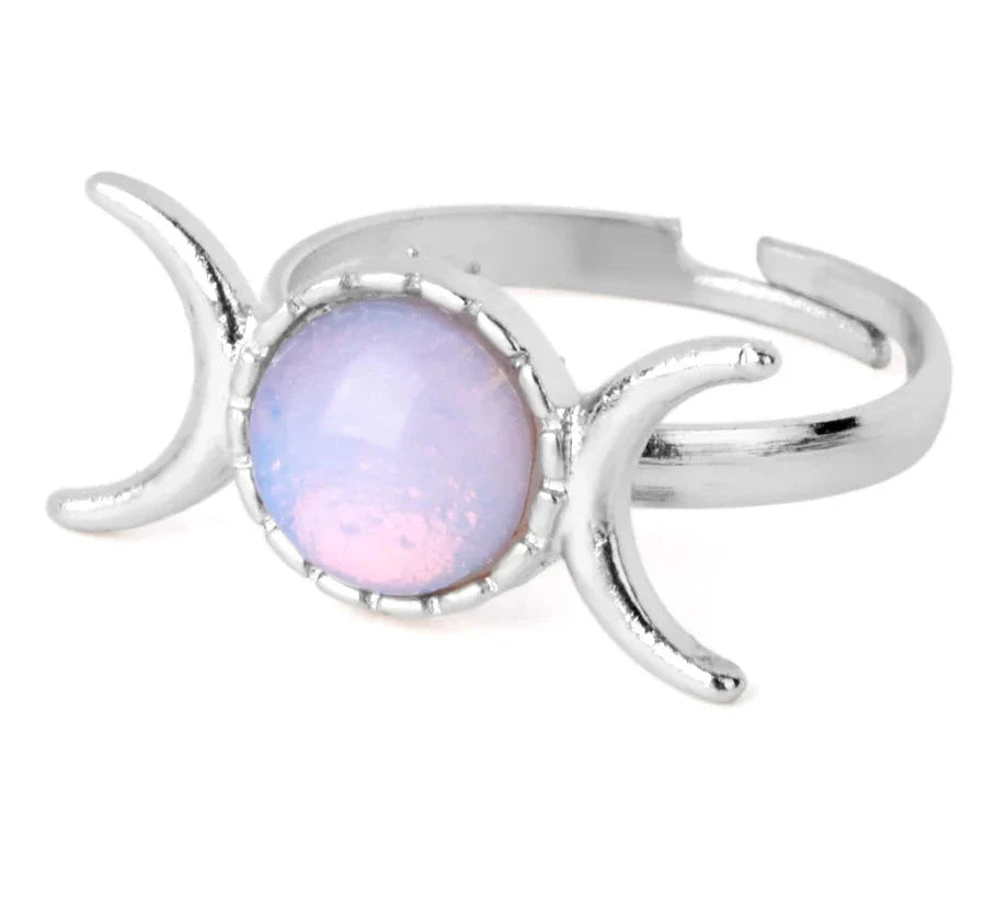 Crystal Triple Moon Rings