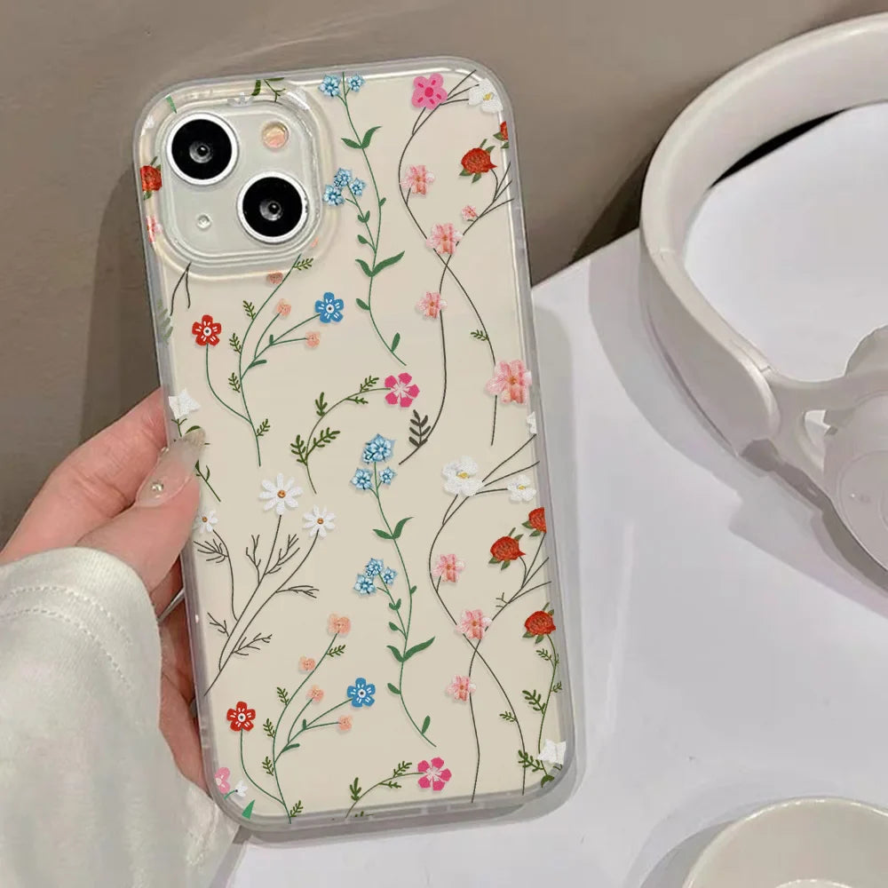 Flower Matte Silicone Soft Cover Clear Fundas Phone Case