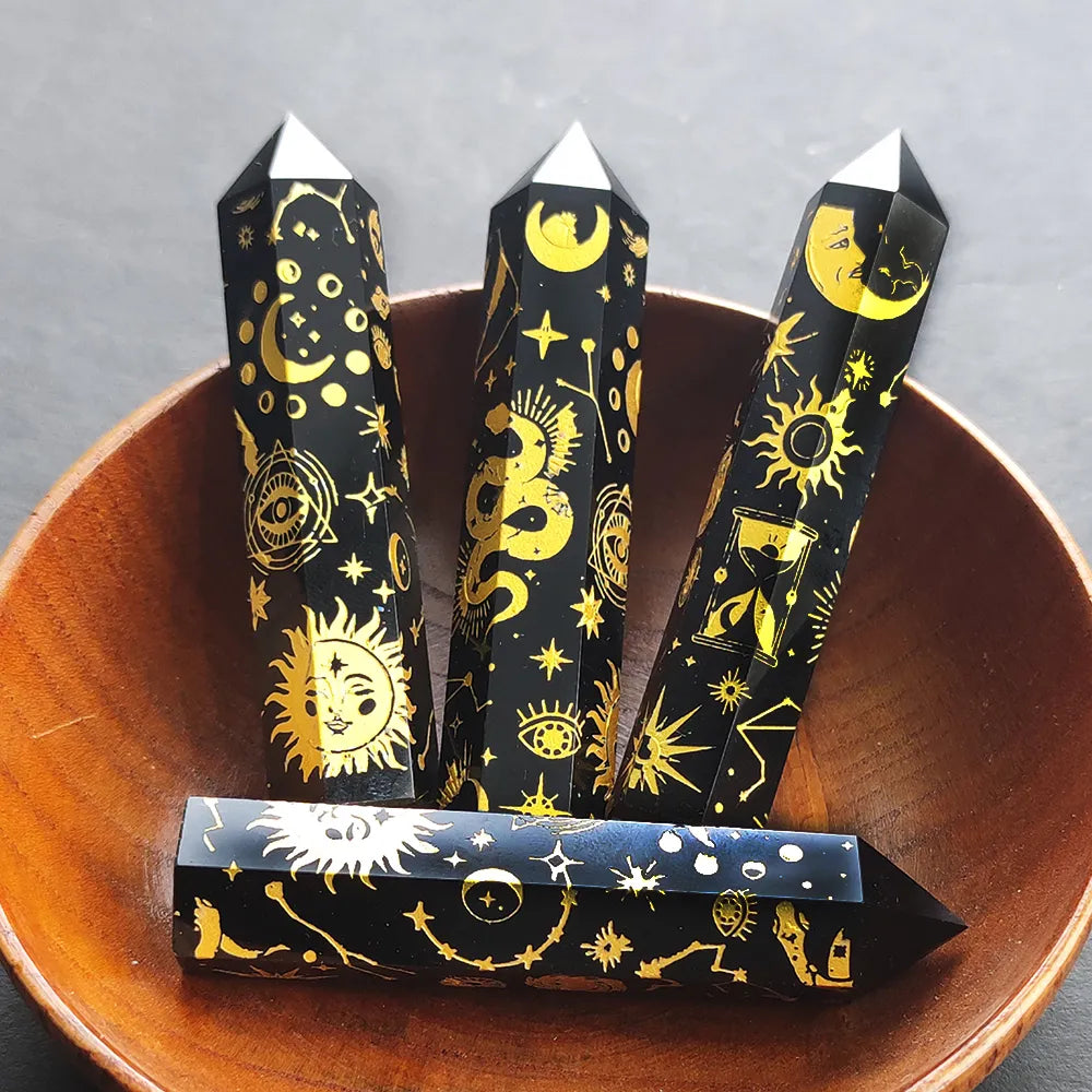Snake, Sun, Moon, Star Crystal Tower Obelisks