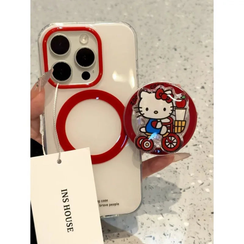 The Phone Case With The Cute Hello Kitty Magnetic Stand is Suitable For iPhone