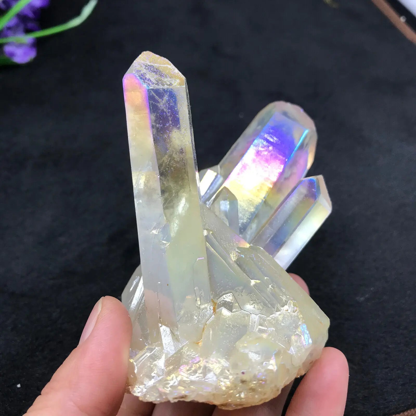 Rainbow Angel Aura Quartz Crystal Cluster