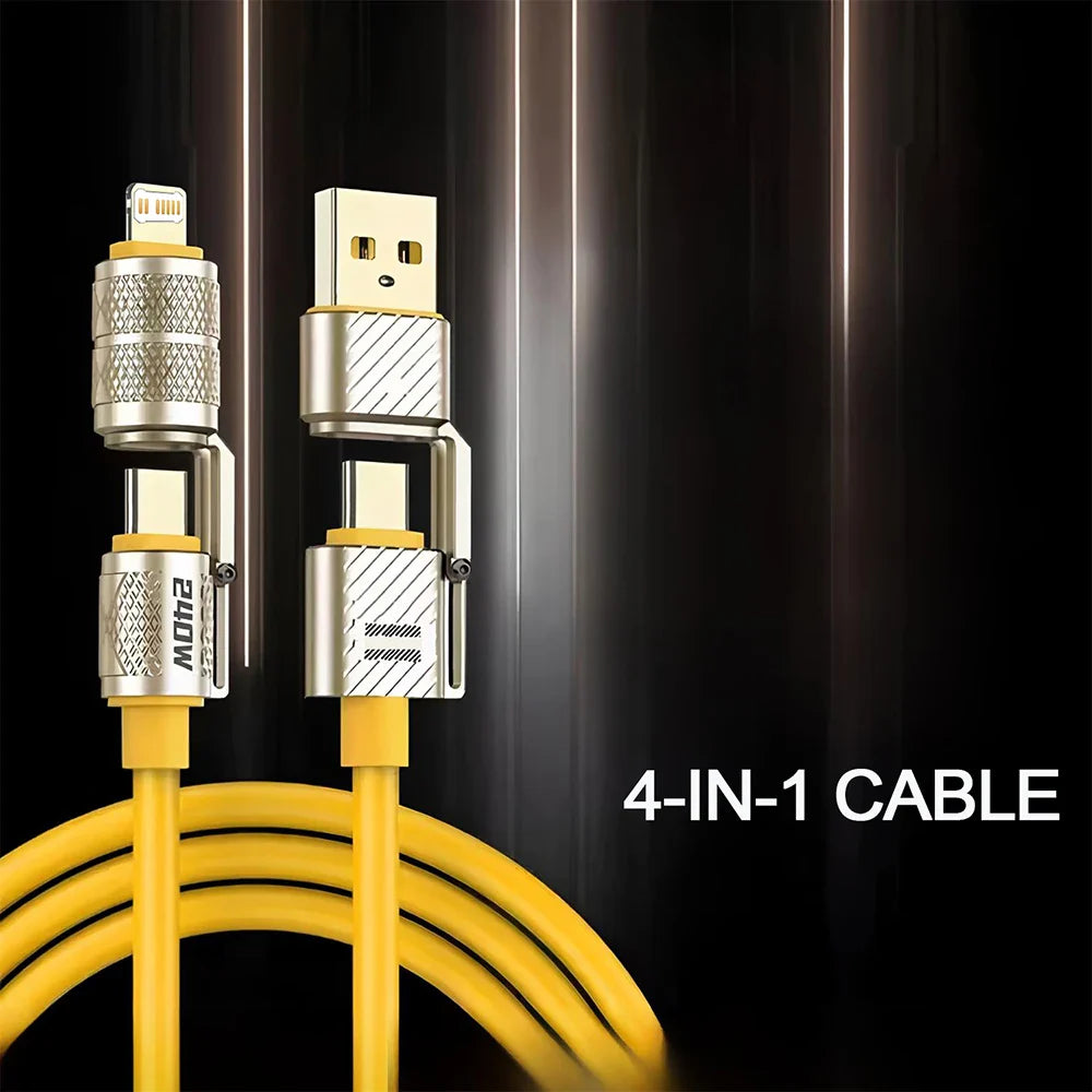 7DAY'S 240W 4-in-1 Type C Cable Super Fast Charging Data Cable Type-C To Type-C Zinc Alloy Cord for IPhone15 16