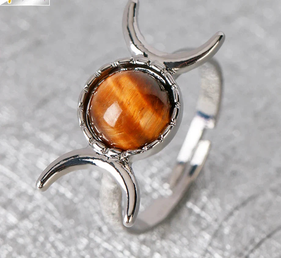 Crystal Triple Moon Rings