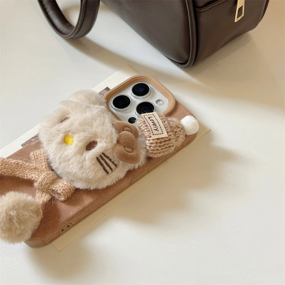 Cartoon Brown Bow Hat Hello Kitty Cute Phone Case