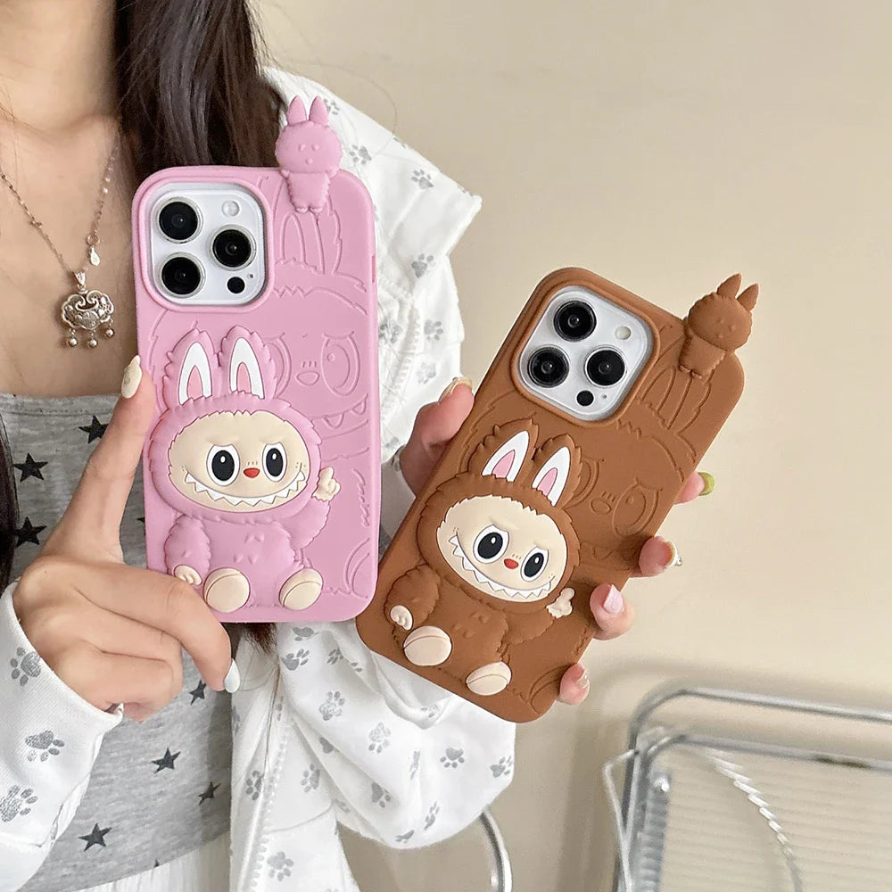 Funny 3D Cartoon LaBubu Monsters Toy Phone Case