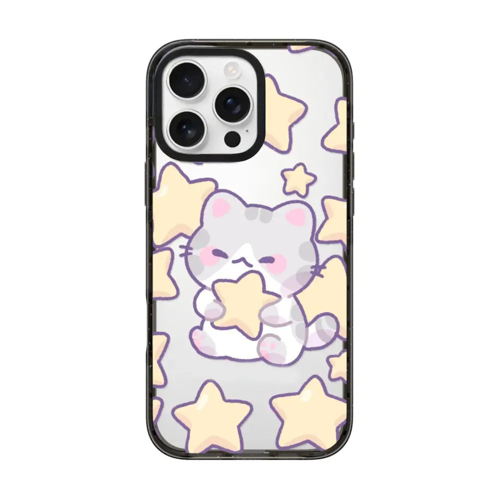 Cartoon Cloud Cat Black Acrylica Border Magnetic Case For iPhone