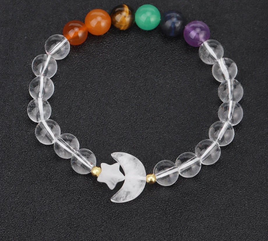 Crescent Moon Stone Bead Bracelets