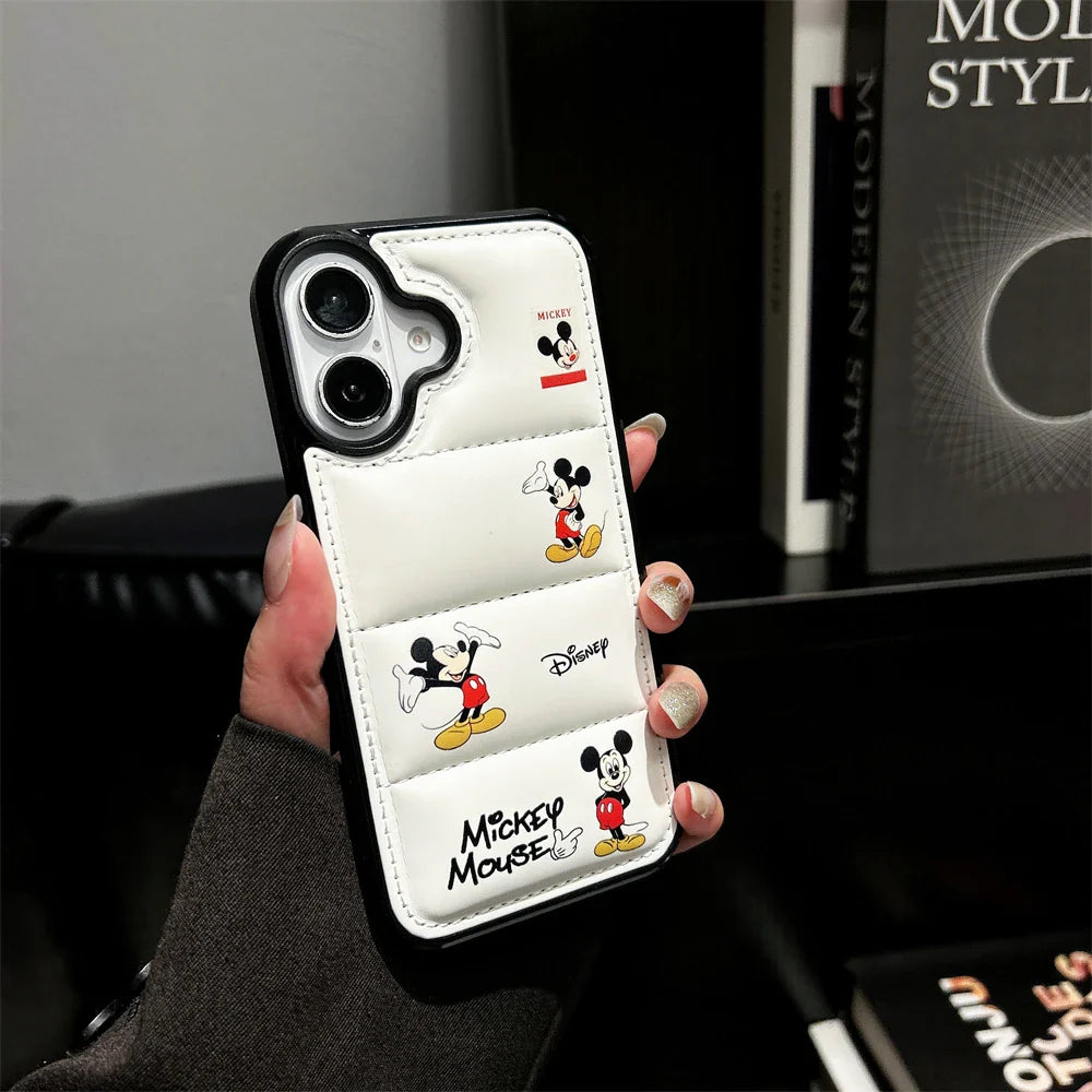 Luxury Down Jacket Bumper Silicone Cartoon Disney Mickey Phone Case