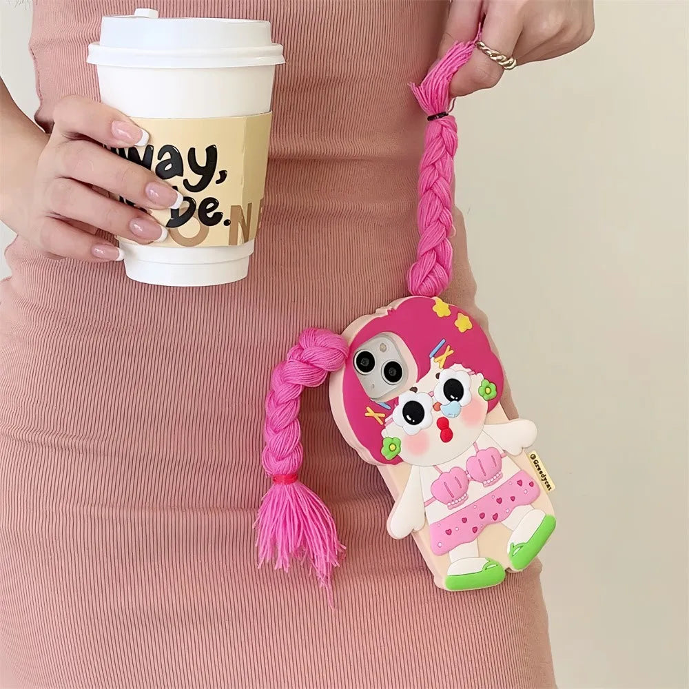Stereoscopic Snot Girl Braiding Suitable Phone Case