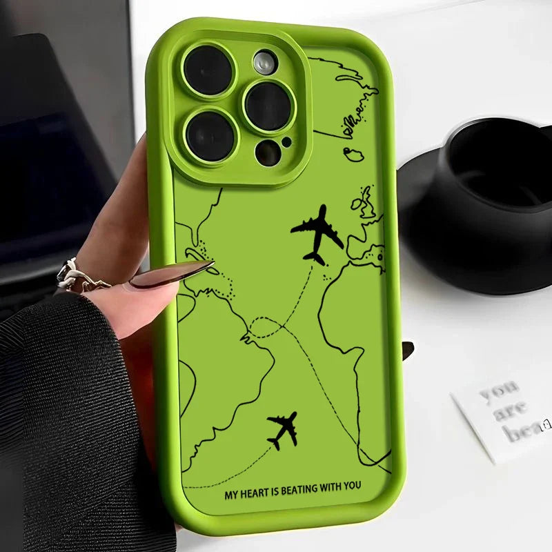 Airplane Route Pattern Phone Case For iPhone