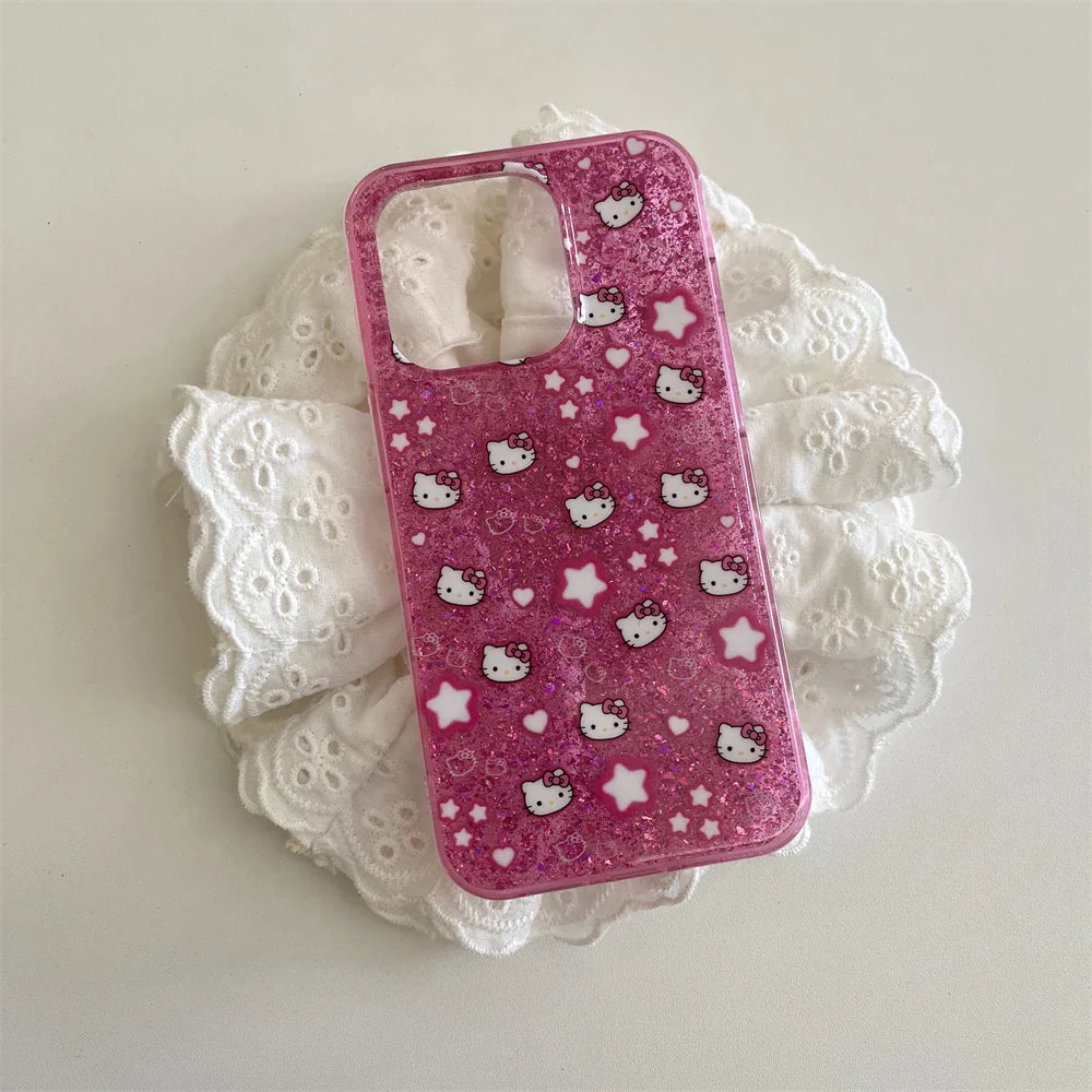 Bling Glitter Stars Hello Kitty Phone Case