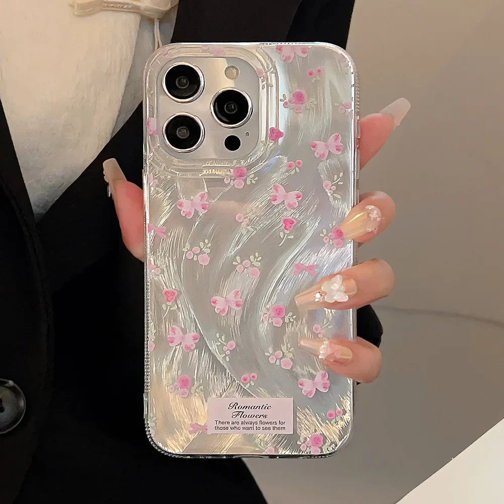 Luxury Laser Pink Rose Phone Case